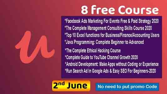 Udemy 8 free course with free certificate- 2nd June