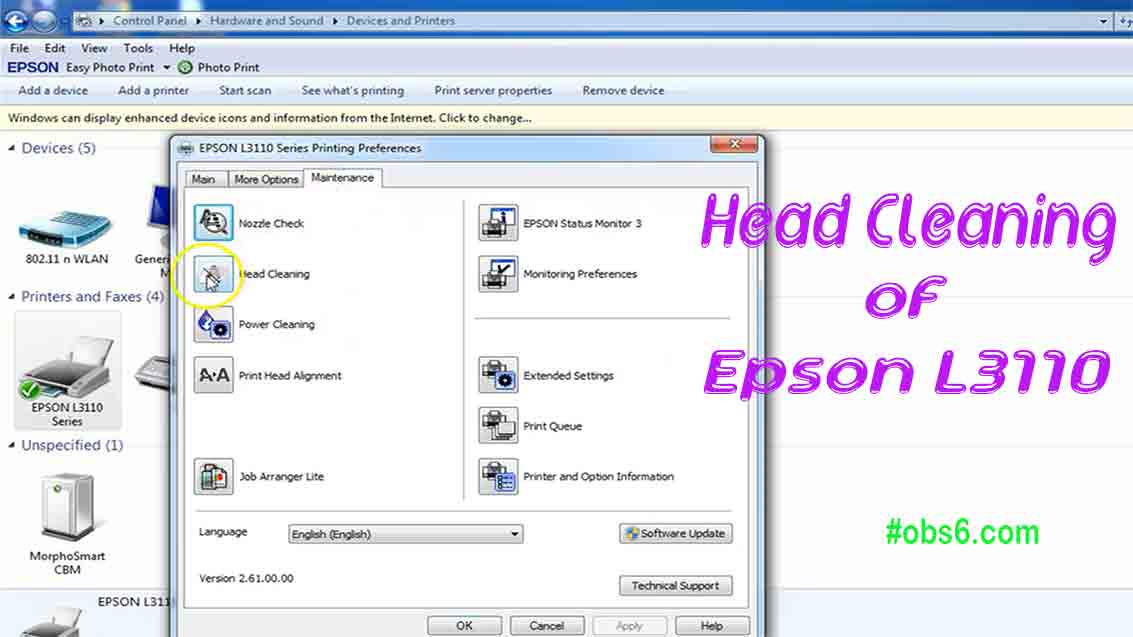 Head Cleaning of Epson L3110 Multifunction InkTank Printer